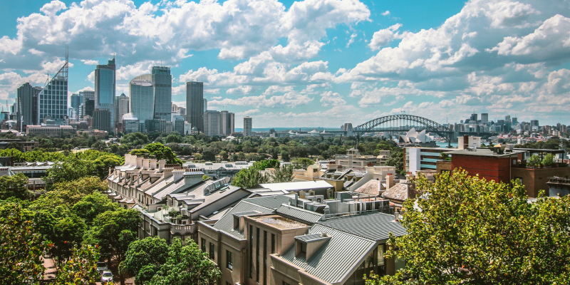 vista aérea de uma cidade da austrália